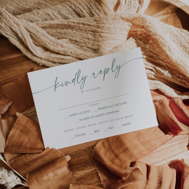 RSVP-Karte für Aquamarines und weißes Menü Boho Ch RSVP Karte (Von Creator hochgeladen)