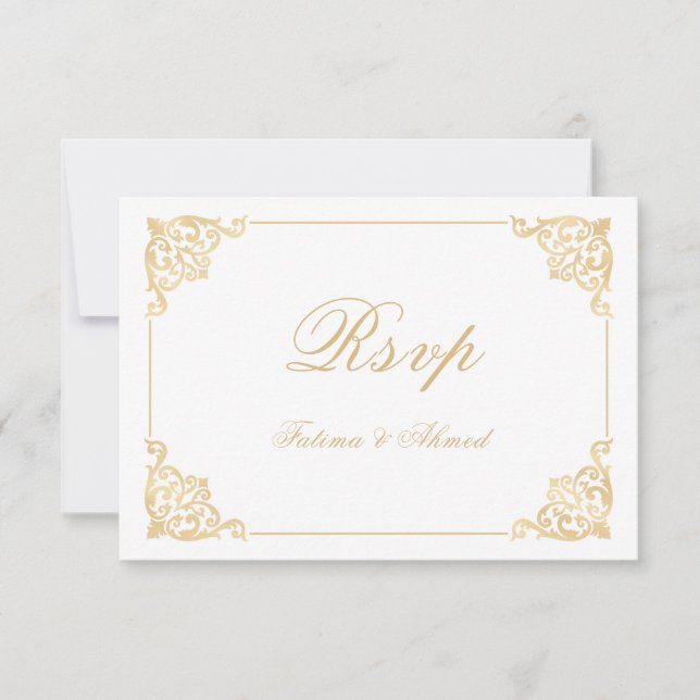 RSVP-Karte für Barock White Islamic Wedding RSVP Karte (Vorderseite)