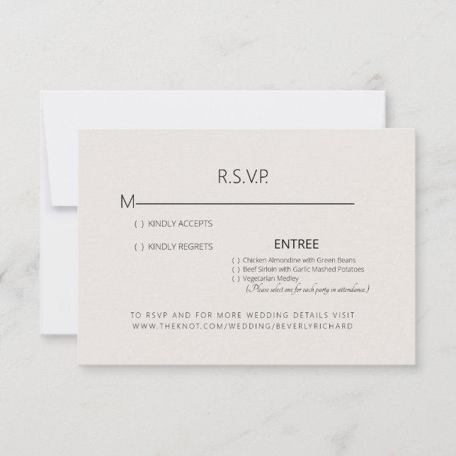 RSVP-Karte für beige Einfachheit RSVP Karte (Vorderseite)