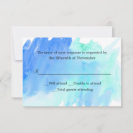 RSVP-Karte für blaue und grüne Wasserfarben RSVP Karte