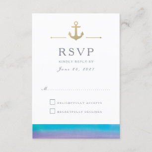 RSVP-Karte für blaue Wasserfarbe, weiß RSVP Karte