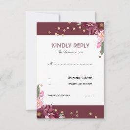 RSVP-Karte für Blumenburgunde und Golddots RSVP Karte