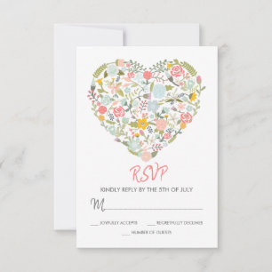 RSVP-Karte für Blumenherz RSVP Karte