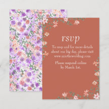 RSVP-Karte für Blumenpfirsiche, Lilac & Clay