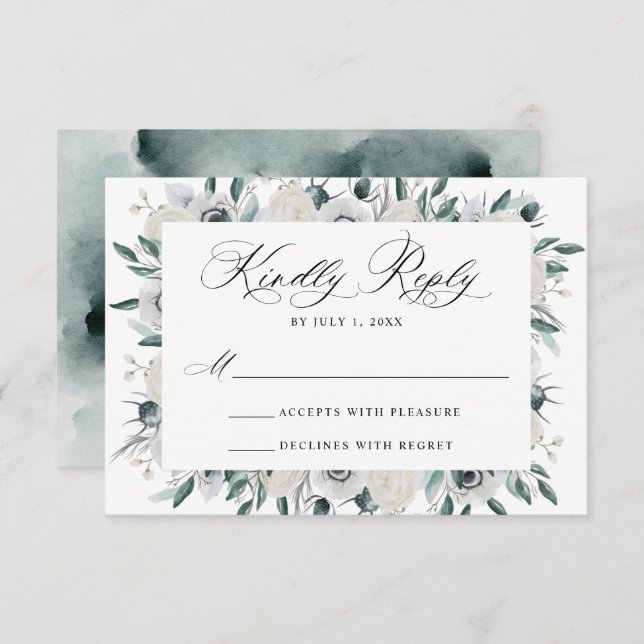 RSVP-Karte für Blumenzähne und Rose RSVP Karte (Vorne/Hinten)