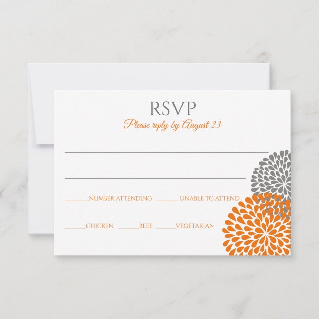 RSVP-Karte für Blumenzehen / Postkarte (Orange & G (Vorderseite)
