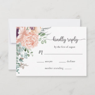RSVP-Karte für Blush-Blues-Hochzeit RSVP Karte