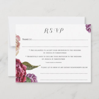 RSVP-Karte für Bohemische dunkle Blütenblüte RSVP Karte
