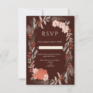 RSVP-Karte für Boho botanicals Brown and Cream Wed RSVP Karte