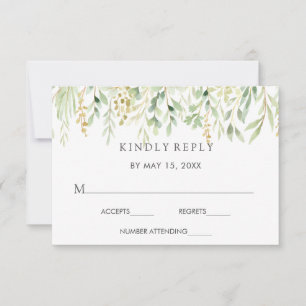 RSVP-Karte für botanische Hochzeiten in grünen Blä RSVP Karte
