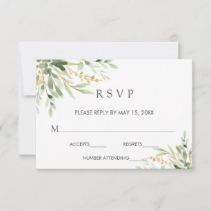 RSVP-Karte für botanische Hochzeiten in grünen Blä RSVP Karte
