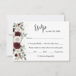 RSVP-Karte für Burgund Blush Floral Wedding RSVP Karte