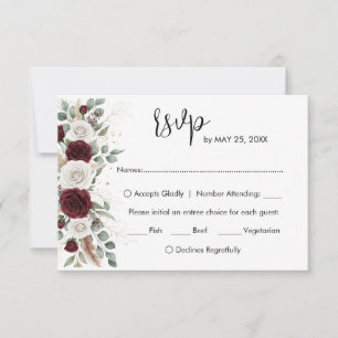RSVP-Karte für Burgund Blush Floral Wedding RSVP Karte