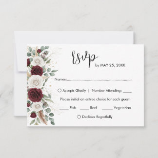 RSVP-Karte für Burgund Blush Floral Wedding RSVP Karte