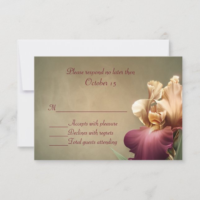 RSVP-Karte für Burgund und Cream Iris Wedding RSVP Karte (Vorderseite)