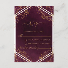 RSVP-Karte für Burgund und Gold-Hochzeiten Hinweiskarte