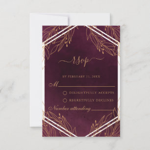 RSVP-Karte für Burgund und Gold-Hochzeiten Hinweiskarte