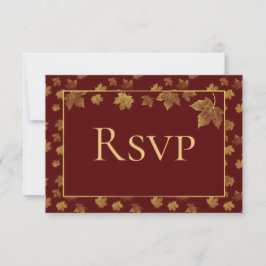 RSVP-Karte für Burgund und Gold-Leaf RSVP Karte