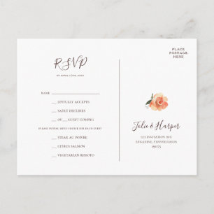 RSVP-Karte für Burgundy Orange-Blumenmenü Postkarte
