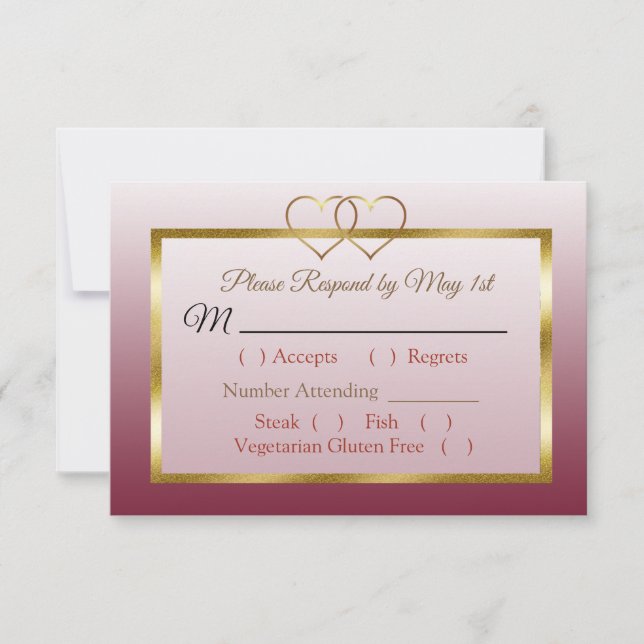 RSVP-Karte für Burgundy und Gold Gradient Wedding RSVP Karte (Vorderseite)