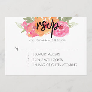 RSVP-Karte für Chic Pink und Orange Spring Einladung