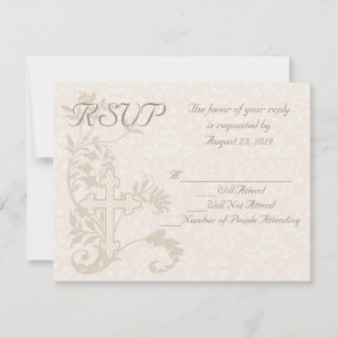 RSVP-Karte für christliches Kreuz Geblüht Hochzeit RSVP Karte