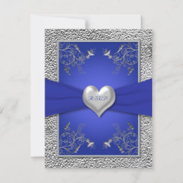 RSVP-Karte für Cobalt Blue und Pewter Heart RSVP Karte