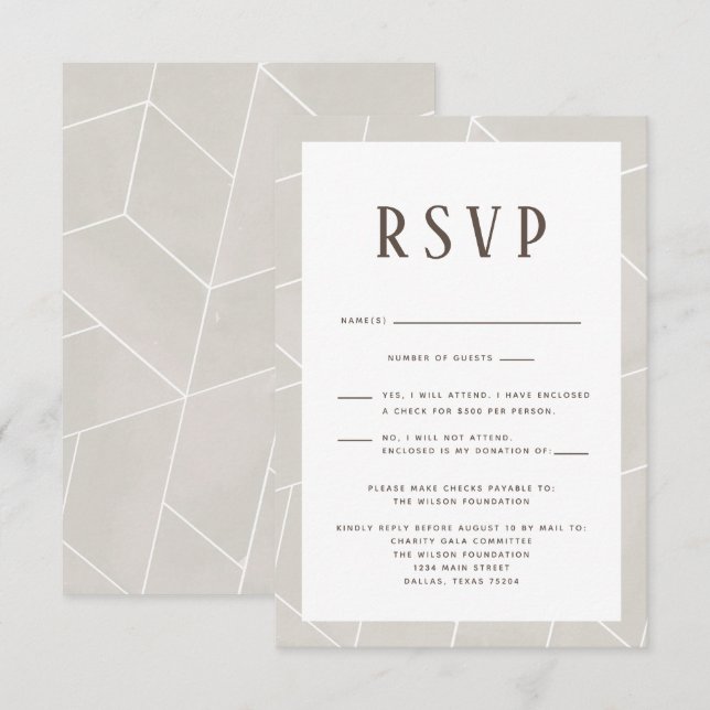 RSVP-Karte für Creme Geometric Gala RSVP Karte (Vorne/Hinten)