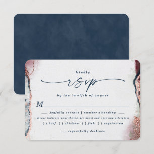 RSVP-Karte für das Blaue Hochzeitessen in Burgund RSVP Karte