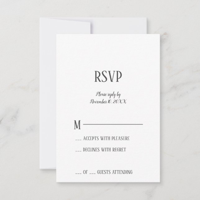 RSVP-Karte für das Party Minimalistische Altersvor RSVP Karte (Vorderseite)