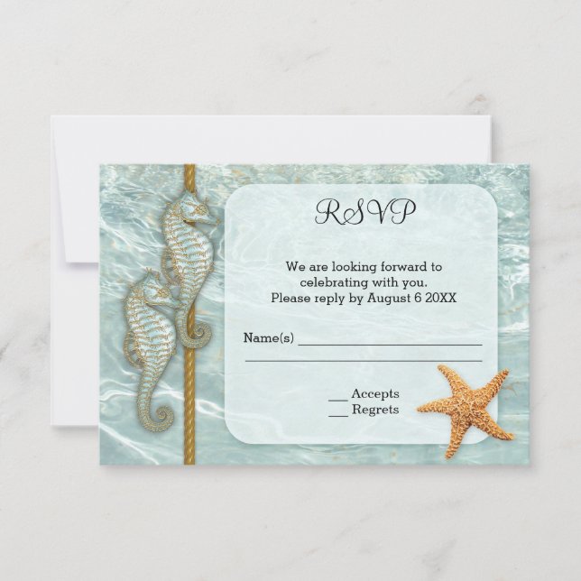 RSVP-Karte für das Seepferd Nautical Wedding RSVP Karte (Vorderseite)