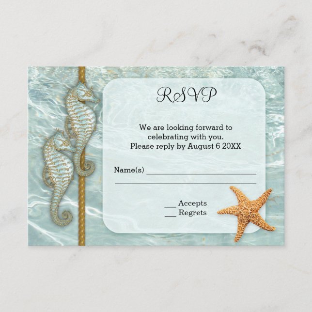 RSVP-Karte für das Seepferd Nautical Wedding RSVP Karte (Vorderseite)