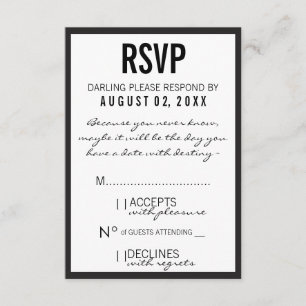 RSVP-Karte für das Thema Schwarz/Weiß-Mode RSVP Karte