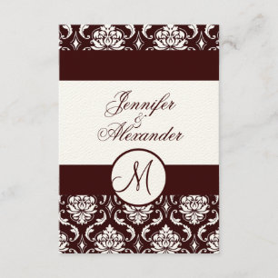 RSVP-Karte für den roten Damast, Monogramm, auf de RSVP Karte