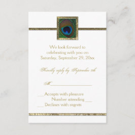 RSVP-Karte für den weißen und goldenen Pfauenfuß RSVP Karte