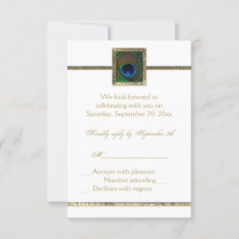 RSVP-Karte für den weißen und goldenen Pfauenfuß RSVP Karte