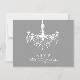 RSVP-Karte für den weißen und silbernen Kronleucht RSVP Karte