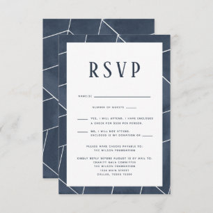 RSVP-Karte für die blaue Geometrie RSVP Karte