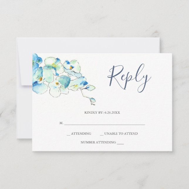 RSVP-Karte für die Blume Watercolor Orchid RSVP Karte (Vorderseite)