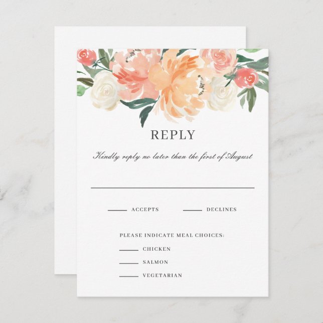 RSVP-Karte für die Hochzeit von Aquarellfarben mit Einladung (Vorne/Hinten)