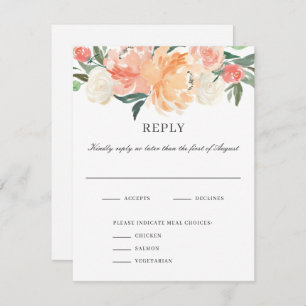 RSVP-Karte für die Hochzeit von Aquarellfarben mit Einladung