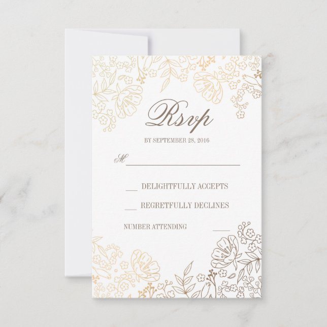 RSVP-Karte für die Hochzeit von Gold und Weiß RSVP Karte (Vorderseite)