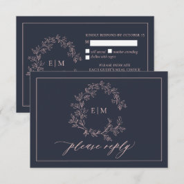 RSVP-Karte für die Hochzeit von Navy Blue Blush Pi RSVP Karte