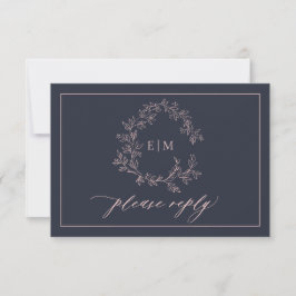 RSVP-Karte für die Hochzeit von Navy Blue Blush Pi RSVP Karte