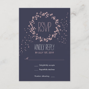 RSVP-Karte für die Hochzeit von Navy Blue Pink Flo RSVP Karte