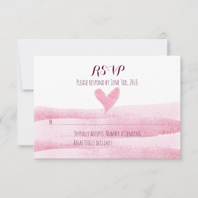 RSVP-Karte für die Hochzeit von rosa Herzklopfen RSVP Karte (Vorderseite)
