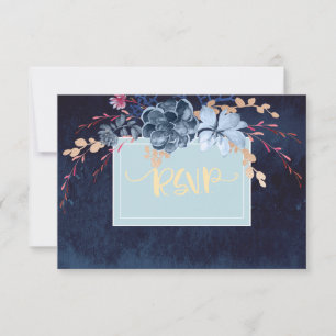 RSVP-Karte für die Hochzeit von rosa und navy-flor RSVP Karte