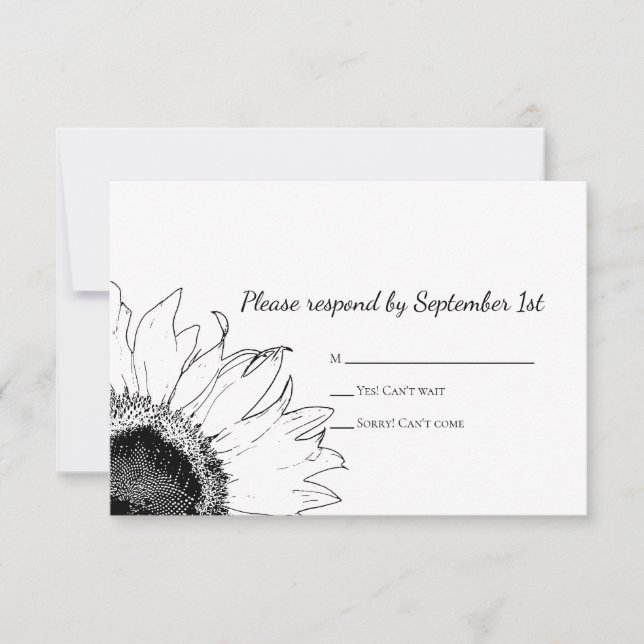 RSVP-Karte für die Hochzeit von Schwarzweiß-Sonnen RSVP Karte (Vorderseite)