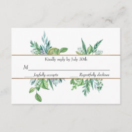 RSVP-Karte für die Hochzeitsfeier von Grün und Gol RSVP Karte