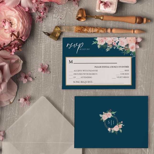 RSVP-Karte für die Hochzeitsnacht von Blush Floral RSVP Karte (Von Creator hochgeladen)